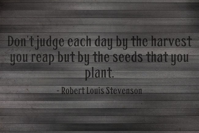 QotW - Robert Louis Stevenson (Don't judge each day by the harvest you reap but by the seeds that you plant)